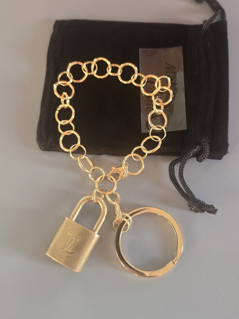 Authentic LV Lock On Unbranded 18k Gold Plated Keychain/bracelet/bag charm